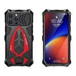 Sports Car Metal + Silicone Anti-fall Shockproof Anti-scratch Phone Case For iPhone 13 Pro Max(Black Red)