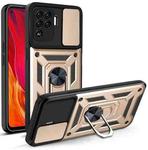 For OPPO A94/Reno5/F19 Pro/Reno5 Lite Sliding Camera Cover Design TPU+PC Phone Protective Case(Gold)