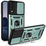 For vivo Y20/Y20i/Y20s/Y30 Sliding Camera Cover Design TPU+PC Phone Protective Case(Dark Green)