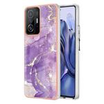 For Xiaomi Mi 11T / Mi 11T Pro Electroplating Marble IMD TPU Phone Case(Purple 002)