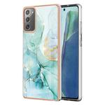 For Samsung Galaxy Note20 Electroplating Marble IMD TPU Phone Case(Green 003)