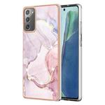 For Samsung Galaxy Note20 Electroplating Marble IMD TPU Phone Case(Rose Gold 005)