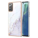 For Samsung Galaxy Note20 Electroplating Marble IMD TPU Phone Case(White 006)