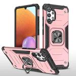 For Samsung Galaxy A32 Magnetic Armor Shockproof TPU + PC Phone Case with Metal Ring Holder(Rose Gold)