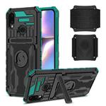 For Samsung Galaxy A10s Kickstand Detachable Armband Phone Case(Deep Green)