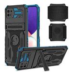 For Samsung Galaxy A22 5G Kickstand Detachable Armband Phone Case(Blue)