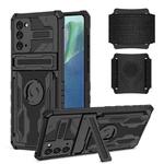 For Samsung Galaxy Note20 Kickstand Detachable Armband Phone Case(Black)