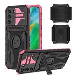 For Samsung Galaxy S21 5G Kickstand Detachable Armband Phone Case(Pink)