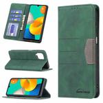 For Samsung Galaxy M32 Magnetic Splicing Leather Phone Case(Green)