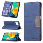 For Samsung Galaxy M32 Magnetic Splicing Leather Phone Case(Blue)
