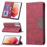 For Samsung Galaxy S21 5G Magnetic Splicing Leather Phone Case(Red)