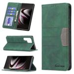 For Samsung Galaxy S22 Ultra 5G Magnetic Splicing Leather Phone Case(Green)