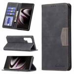 For Samsung Galaxy S22 Ultra 5G Magnetic Splicing Leather Phone Case(Black)