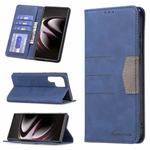 For Samsung Galaxy S22 Ultra 5G Magnetic Splicing Leather Phone Case(Blue)