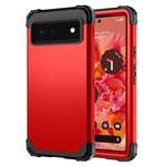 For Google Pixel 6 3 in 1 Shockproof PC + Silicone Protective Phone Case(Red + Black)