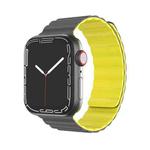 Mutural Moran Series Liquid Silicone Magnetic Strap Watch Band For Apple Watch Series 8&7 41mm / SE 2&6&SE&5&4 40mm / 3&2&1 38mm(Grey + Yellow)