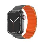 Mutural Moran Series Liquid Silicone Magnetic Strap Watch Band For Apple Watch Series 8&7 41mm / SE 2&6&SE&5&4 40mm / 3&2&1 38mm(Grey + Orange)