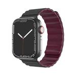 Mutural Moran Series Liquid Silicone Magnetic Strap Watch Band For Apple Watch Series 8&7 41mm / SE 2&6&SE&5&4 40mm / 3&2&1 38mm(Black + Wine Red)