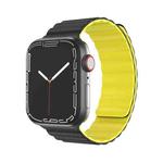 Mutural Moran Series Liquid Silicone Magnetic Strap Watch Band For Apple Watch Series 8&7 41mm / SE 2&6&SE&5&4 40mm / 3&2&1 38mm(Black + Yellow)