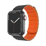 Mutural Moran Series Liquid Silicone Magnetic Strap Watch Band For Apple Watch Series 8&7 41mm / SE 2&6&SE&5&4 40mm / 3&2&1 38mm(Black + Orange)