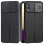 For Samsung Galaxy A02 / M02 Litchi Texture Sliding Camshield TPU Phone Case(Black)
