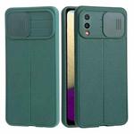 For Samsung Galaxy A02 / M02 Litchi Texture Sliding Camshield TPU Phone Case(Dark Green)