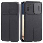For Samsung Galaxy A02s / M02s Litchi Texture Sliding Camshield TPU Phone Case(Black)