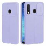 For Samsung Galaxy A20 / A30 Litchi Texture Sliding Camshield TPU Phone Case(Light Purple)