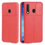 For Samsung Galaxy A20 / A30 Litchi Texture Sliding Camshield TPU Phone Case(Red)