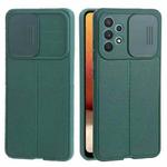 For Samsung Galaxy A32 4G Litchi Texture Sliding Camshield TPU Phone Case(Dark Green)