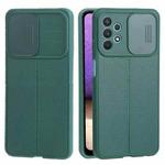 For Samsung Galaxy A32 5G Litchi Texture Sliding Camshield TPU Phone Case(Dark Green)
