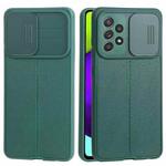 For Samsung Galaxy A52 5G / 4G Litchi Texture Sliding Camshield TPU Phone Case(Dark Green)