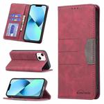 For iPhone 13 mini Magnetic Splicing Leather Phone Case (Red)