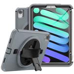 For iPad mini 6 Shockproof TPU + PC Tablet Case with Holder & Pen Slot & Shoulder Strap(Grey)