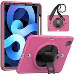 Shockproof TPU + PC Tablet Case with Holder & Pen Slot & Shoulder Strap For iPad iPad Air 2022 / 2020 10.9(Rose Red)
