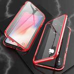 For iPhone XS Max Ultra Slim Double Sides Magnetic Adsorption Angular Frame Tempered Glass Magnet Flip Case(Red)