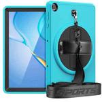 For Huawei Matepad T 10 / T 10S Shockproof TPU + PC Tablet Case with Holder & Pen Slot & Shoulder Strap(Light Blue)