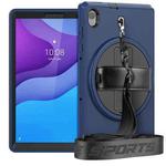 For Lenovo Tab M10 TB-306X Shockproof TPU + PC Tablet Case with Holder & Pen Slot & Shoulder Strap(Navy Blue)