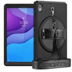 For Lenovo Tab M10 TB-306X Shockproof TPU + PC Tablet Case with Holder & Pen Slot & Shoulder Strap(Black)