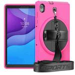 For Lenovo Tab M10 TB-306X Shockproof TPU + PC Tablet Case with Holder & Pen Slot & Shoulder Strap(Rose Red)