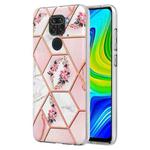 For Xiaomi Redmi Note 9 / 10X 4G Electroplating Splicing Marble Flower TPU Phone Case(Pink Flower)