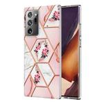 For Samsung Galaxy Note20 Ultra Electroplating Splicing Marble Flower TPU Phone Case(Pink Flower)