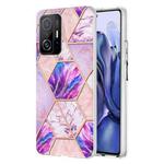 For Xiaomi Mi 11T / Mi 11T Pro Electroplating Splicing Marble TPU Phone Case(Light Purple)