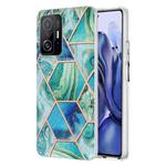 For Xiaomi Mi 11T / Mi 11T Pro Electroplating Splicing Marble TPU Phone Case(Green)