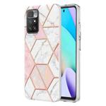 For Xiaomi Redmi 10 Electroplating Splicing Marble TPU Phone Case(Pink White)