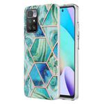 For Xiaomi Redmi 10 Electroplating Splicing Marble TPU Phone Case(Green)