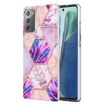 For Samsung Galaxy Note20 Electroplating Splicing Marble TPU Phone Case(Light Purple)