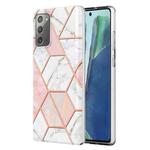 For Samsung Galaxy Note20 Electroplating Splicing Marble TPU Phone Case(Pink White)