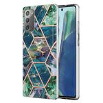 For Samsung Galaxy Note20 Electroplating Splicing Marble TPU Phone Case(Blue Green)