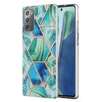 For Samsung Galaxy Note20 Electroplating Splicing Marble TPU Phone Case(Green)